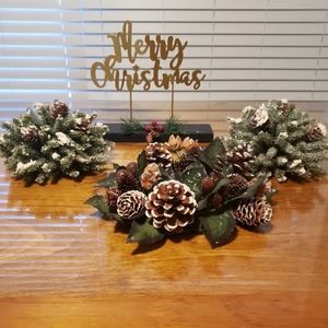 Five Winter Holiday Greenery Cske Toppers or Table Decor